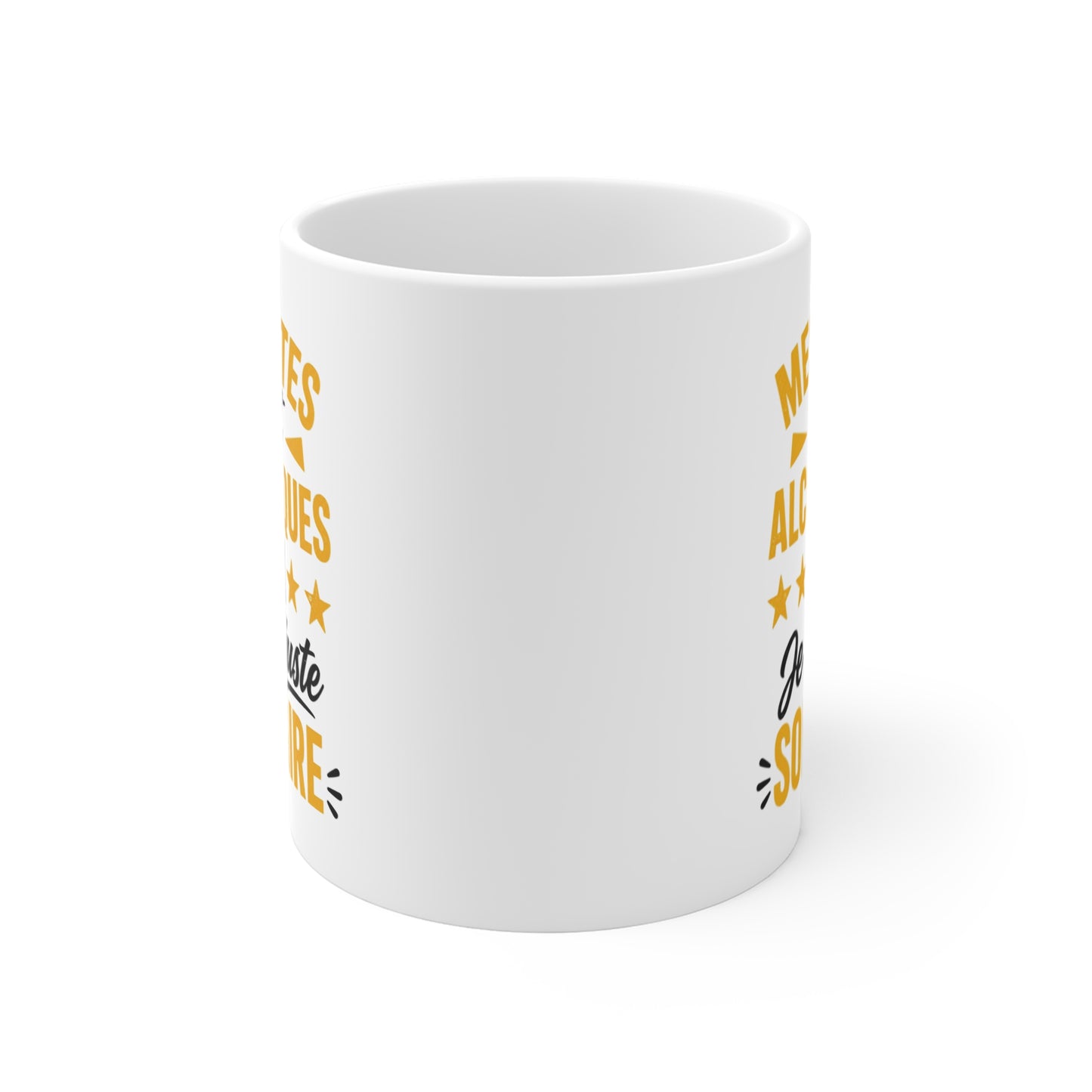 Tasse Humour Apéro – Mug Mes Potes Sont Alcooliques Moi Je Suis Juste Solidaire – Cadeau Drôle Ami Collègue 325ml