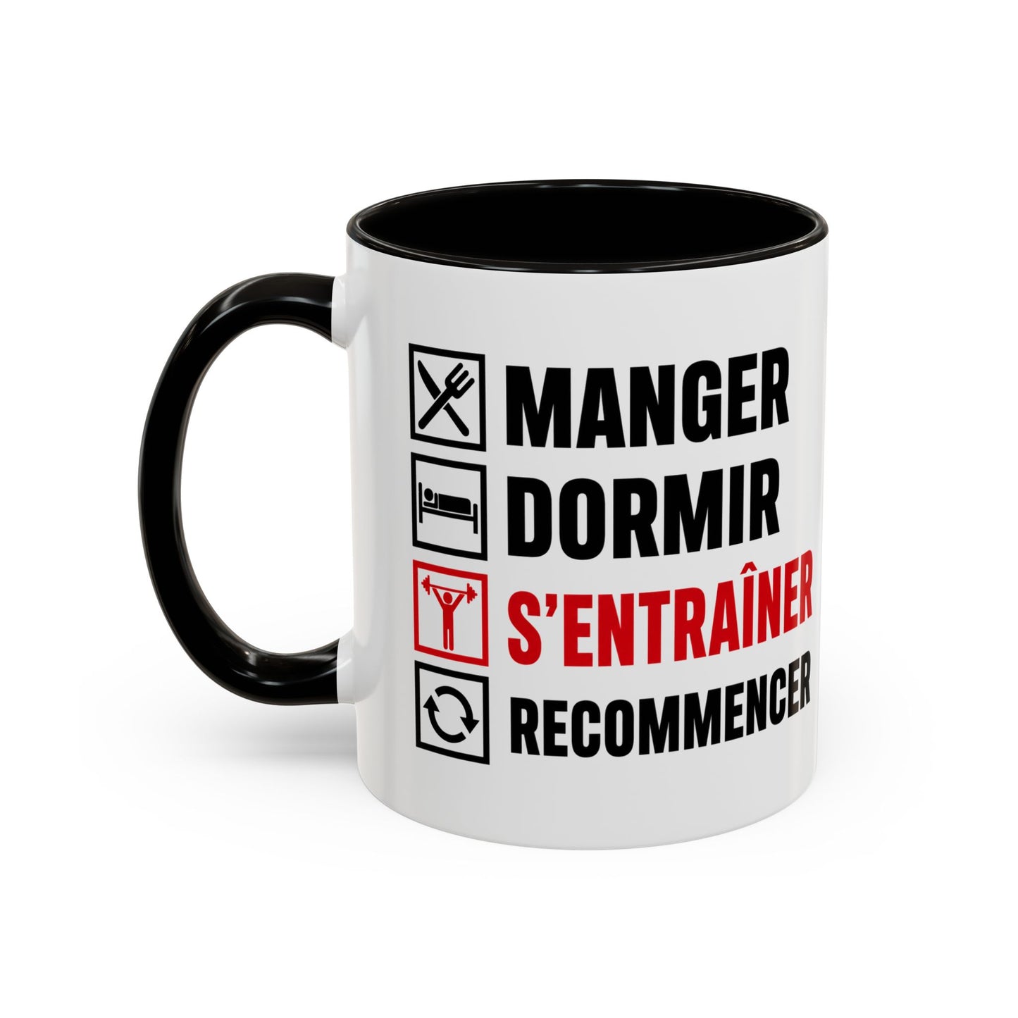 Mug Musculation Fitness – Tasse Sport Entraînement – Cadeau Original Homme et Femme, Passion Salle Noir Bleu Rouge