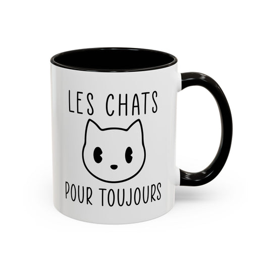 Tasse Les Chats Pour Toujours Homme et Femme – Mug Minimaliste Chat – Cadeau Original pour Amoureux des Chats – Céramique 325 ml