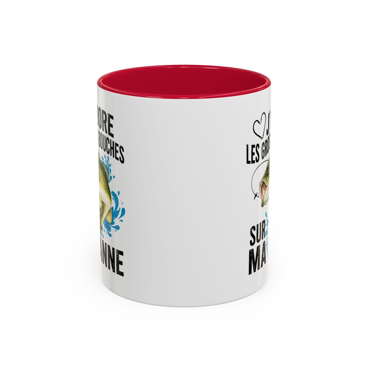 Mug Pêche Grosses Bouches – Tasse Humoristique Poisson – Cadeau Homme Pêcheur Passionné – 325 ml Noir Bleu Rouge