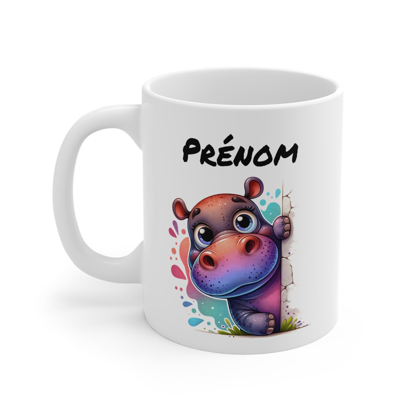 Tasse Personnalisable Hippopotame Mignon – Mug Prénom Animal Rigolo – Cadeau Original 325ml