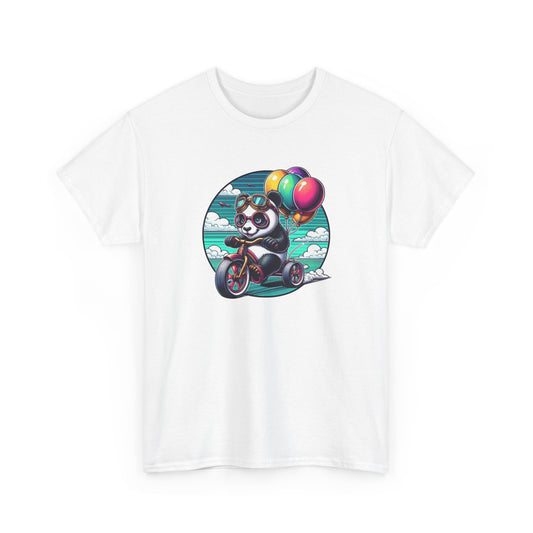 Tee Shirt Panda Tricycle Homme Femme – T-Shirt Panda Ballons Colorés – Design Drôle et Original