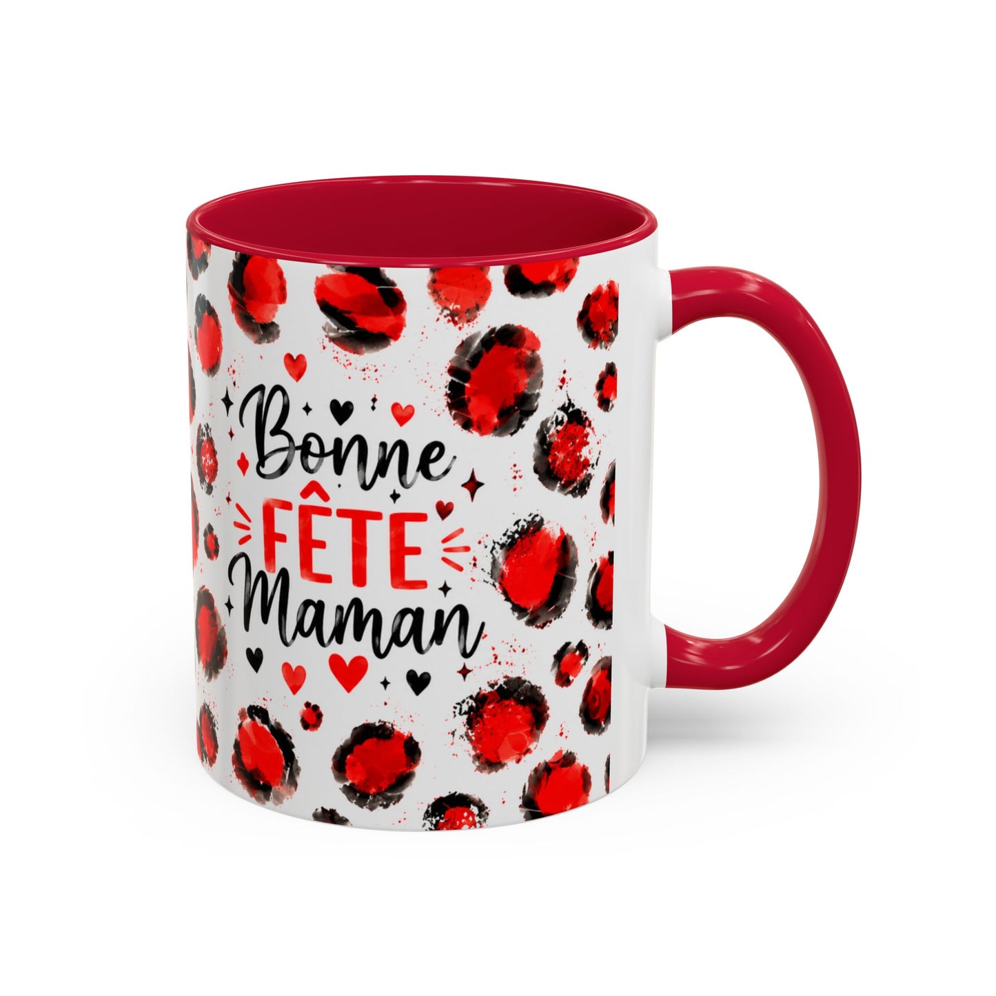 Tasse Bonne Fête Maman – Mug Cadeau Maman avec Cœurs Rouges – Idée Fête des Mères 325ml