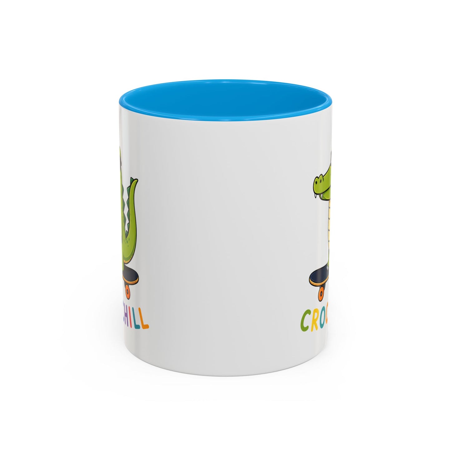 Mug Crocochill – Crocodile sur Skateboard – Tasse Humour Crocodile – Cadeau Original Homme Femme Noir Bleu Rouge
