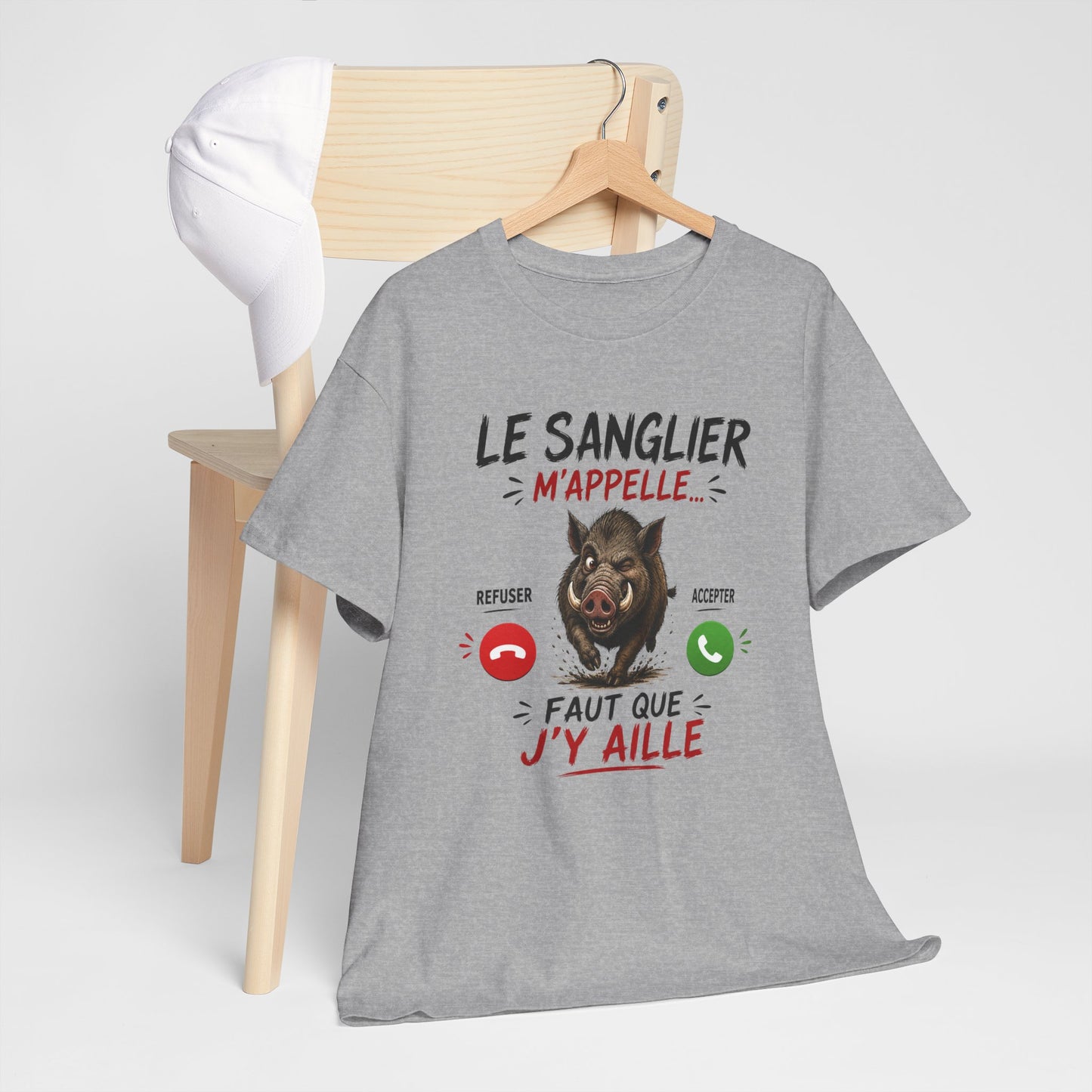 Tee-Shirt Le Sanglier M’Appelle Faut Que J’Y Aille – Cadeau Humour Chasseur Homme Femme Adulte