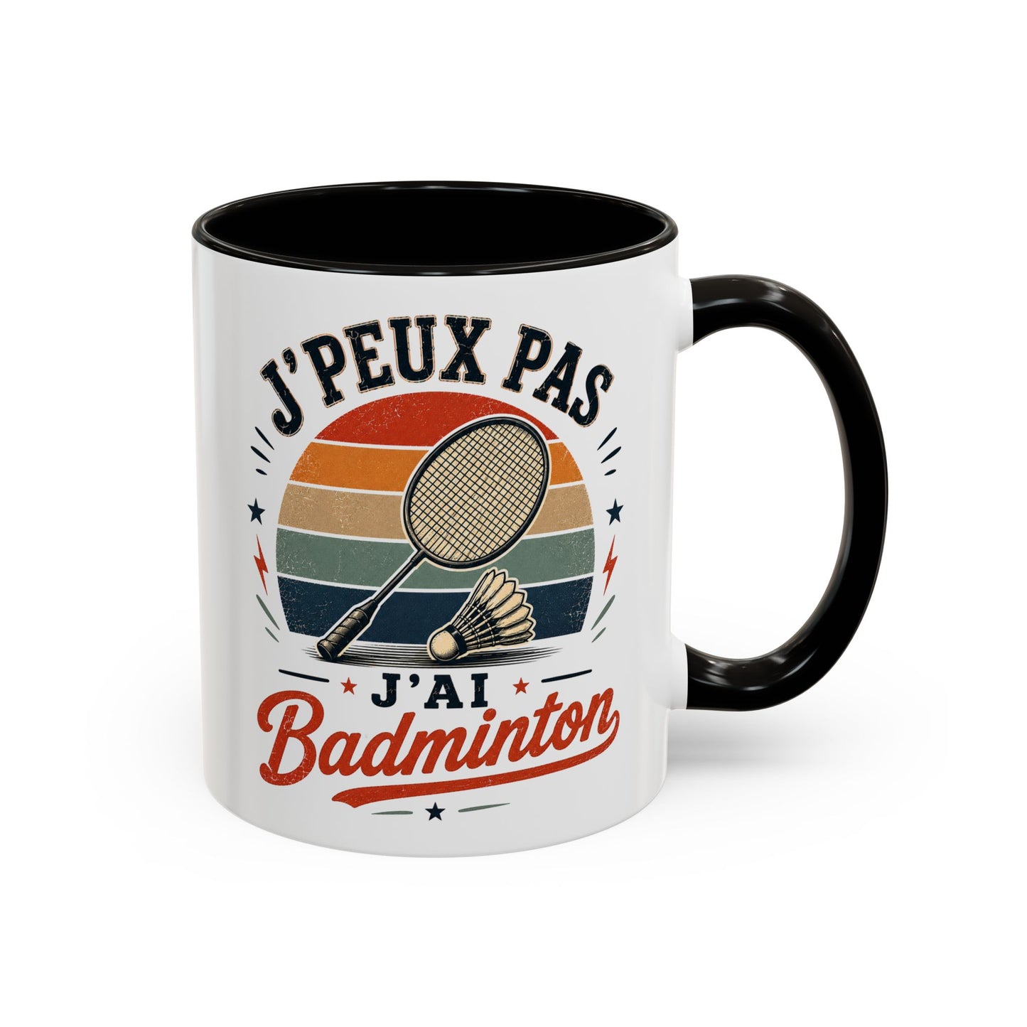 Tasse J’Peux Pas J’Ai Badminton – Mug Badminton Vintage Humoristique – Cadeau Joueur Homme Femme 325ml