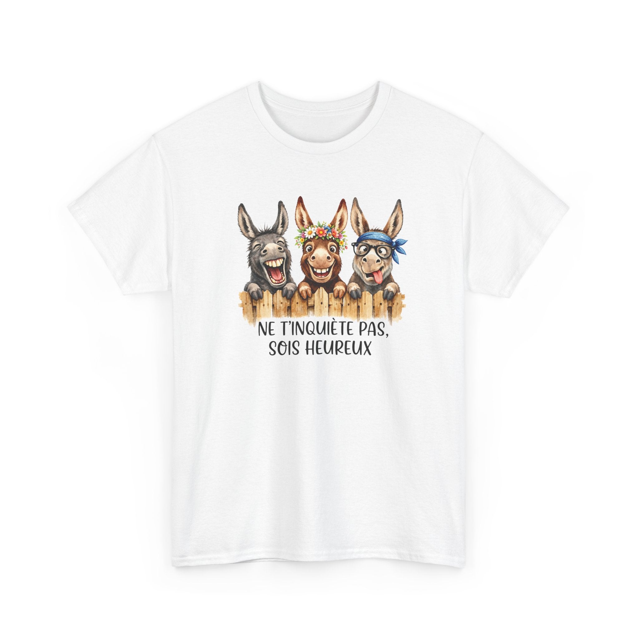 Tee-Shirt Homme et Femme Humour – Ânes Drôles et Rigolos – Cadeau Original Amusant pour Amoureux des Animaux