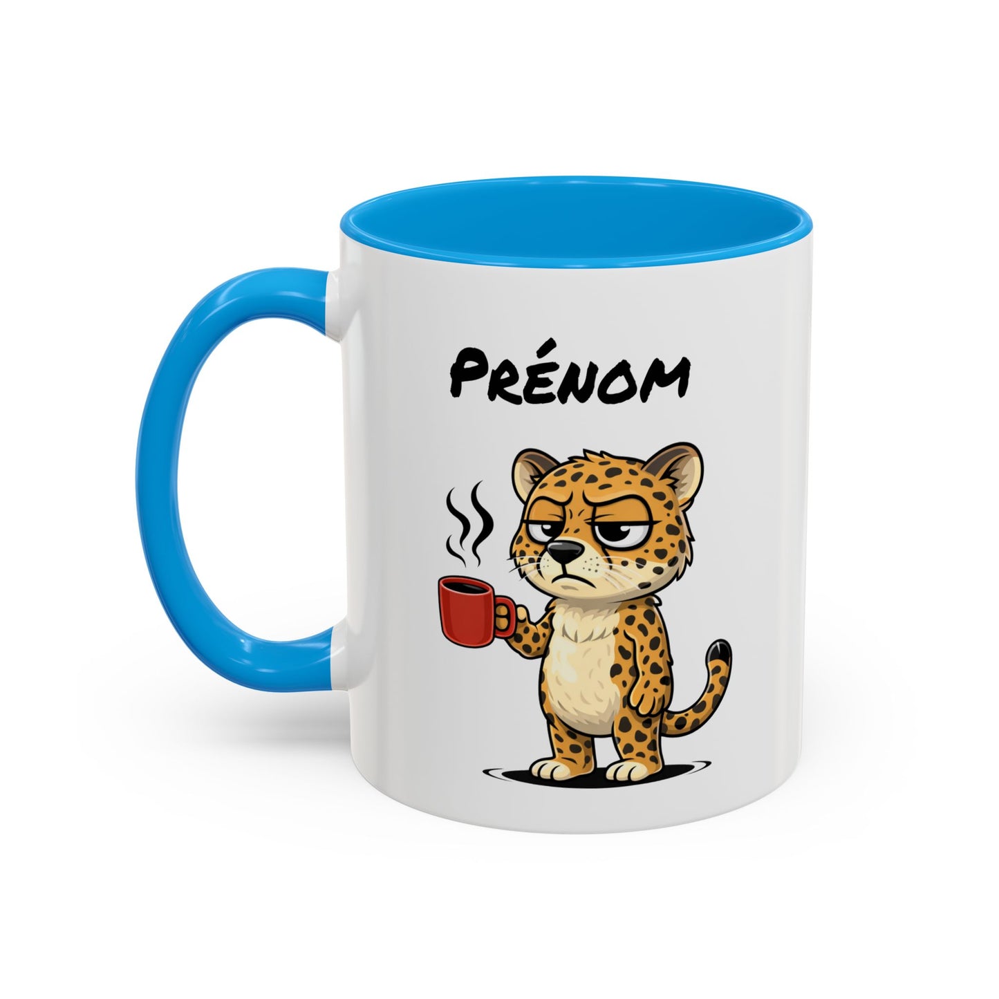 Mug Léopard Fatigué Personnalisable 325ml – Tasse Café Humour Animal Sauvage Drôle Réveil Difficile