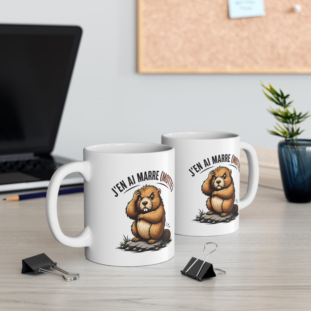 Mug J’en Ai Marre Motte – Tasse Humoristique avec Marmotte – Jeu de Mots Drôle – Idée Cadeau Originale Humour