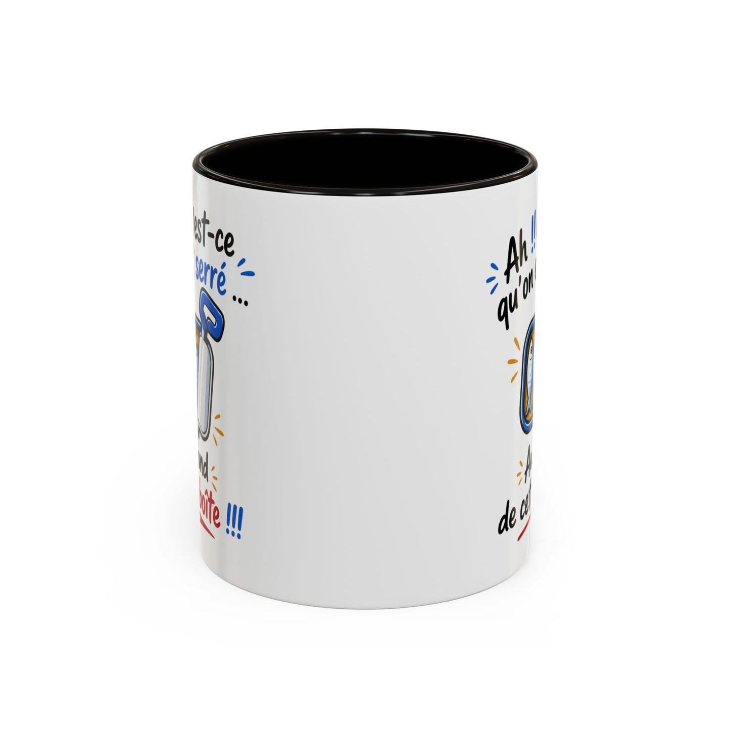 Mug Humour Sardines – Ah Qu’est-ce Qu’On Est Serré Au Fond De Cette Boîte – Tasse Drôle Cadeau Original Fun Céramique 325ml