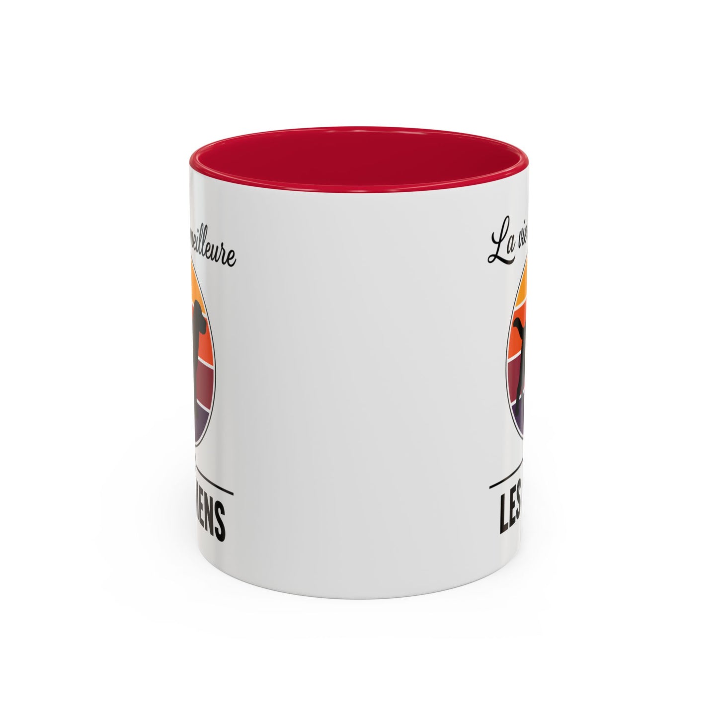 Mug Chien Homme et Femme – Tasse pour Maître et Maîtresse – Cadeau Amoureux des Chiens – Idée Cadeau Passionné Canin et Propriétaire de Chien – 325 ml Noir Bleu Rouge