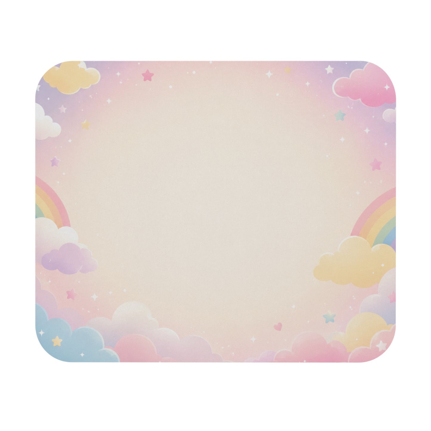 Tapis de Souris 22x18cm Nuages Pastel et Arc-en-Ciel – Fond Kawaii Féerique – Bureau Fille Enfant Adulte – Décoration Douce