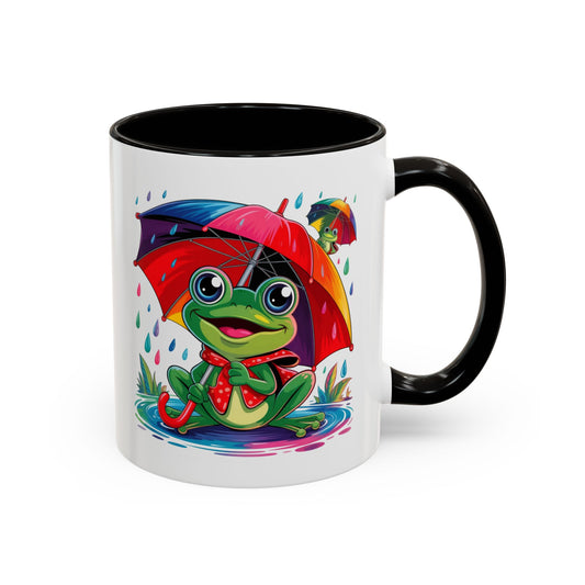 Mug Grenouille Sous la Pluie – Tasse Colorée Parapluie Arc-en-Ciel – Cadeau Fun et Mignon – Céramique 325ml