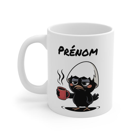 Tasse Personnalisable Calimero Fatigué – Mug Humour Café Matin Difficile – Cadeau Drôle Prénom 325ml