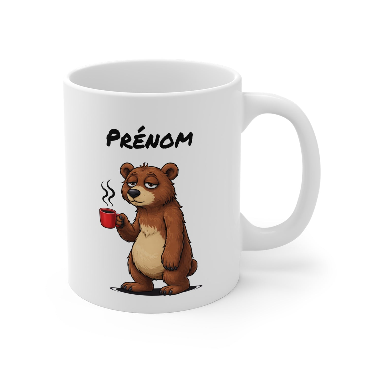 Tasse Ours Fatigué avec Café – Mug Animal Mignon et Humour – Illustration Cartoon 325ml – Idée Cadeau Originale