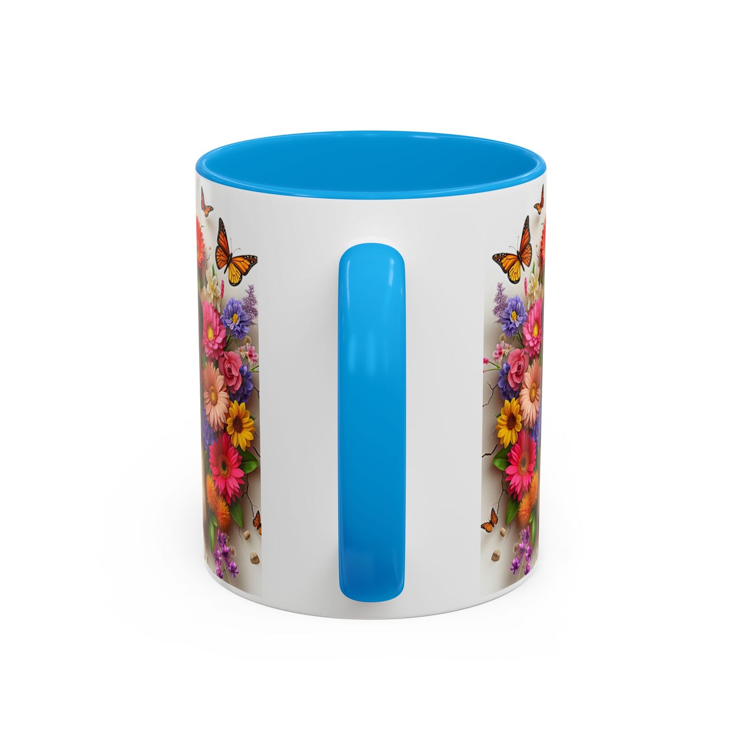 Mug Carlin Kawaii – Tasse Chiot Carlin avec Fleurs Colorées et Papillons – Cadeau Amoureux des Chiens 325ml