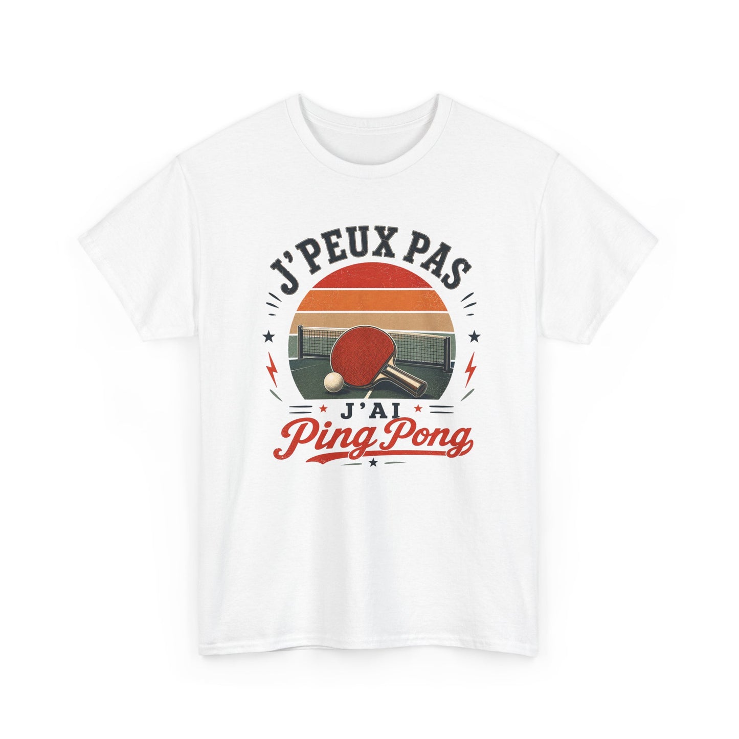 T-Shirt Ping Pong Homme Femme – J’Peux Pas J’Ai Ping Pong – Tee Shirt Tennis de Table Vintage Pongiste Raquette Balle Club Sport Cadeau Passion Tennis de Table