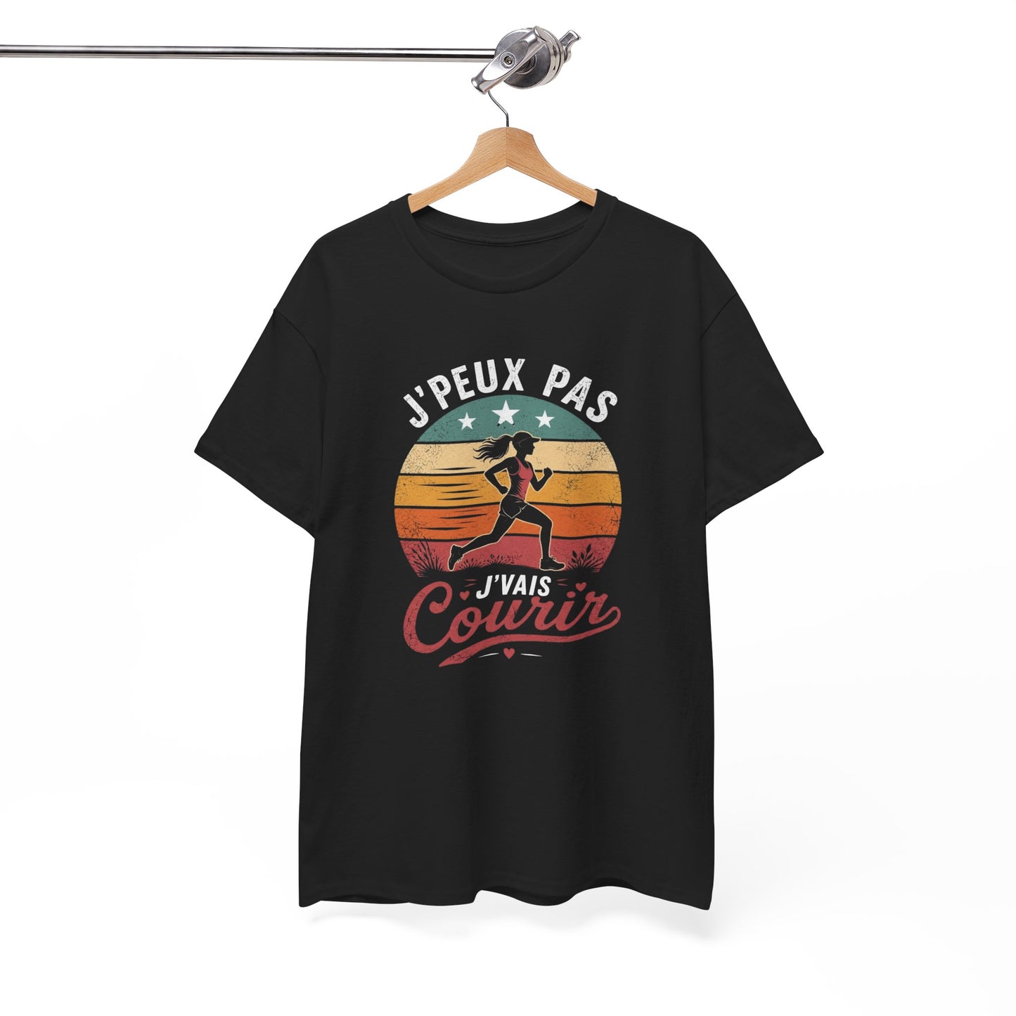 T-Shirt Running Femme Humour – J’Peux Pas J’Vais Courir – Tee Shirt Course à Pied Vintage Sport