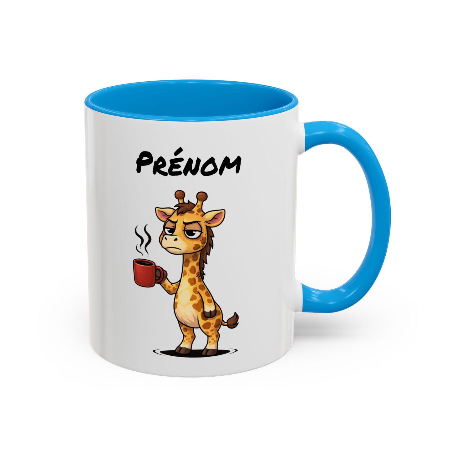 Mug Girafe Fatiguée Personnalisable 325ml – Tasse Café Drôle Prénom Cadeau Original