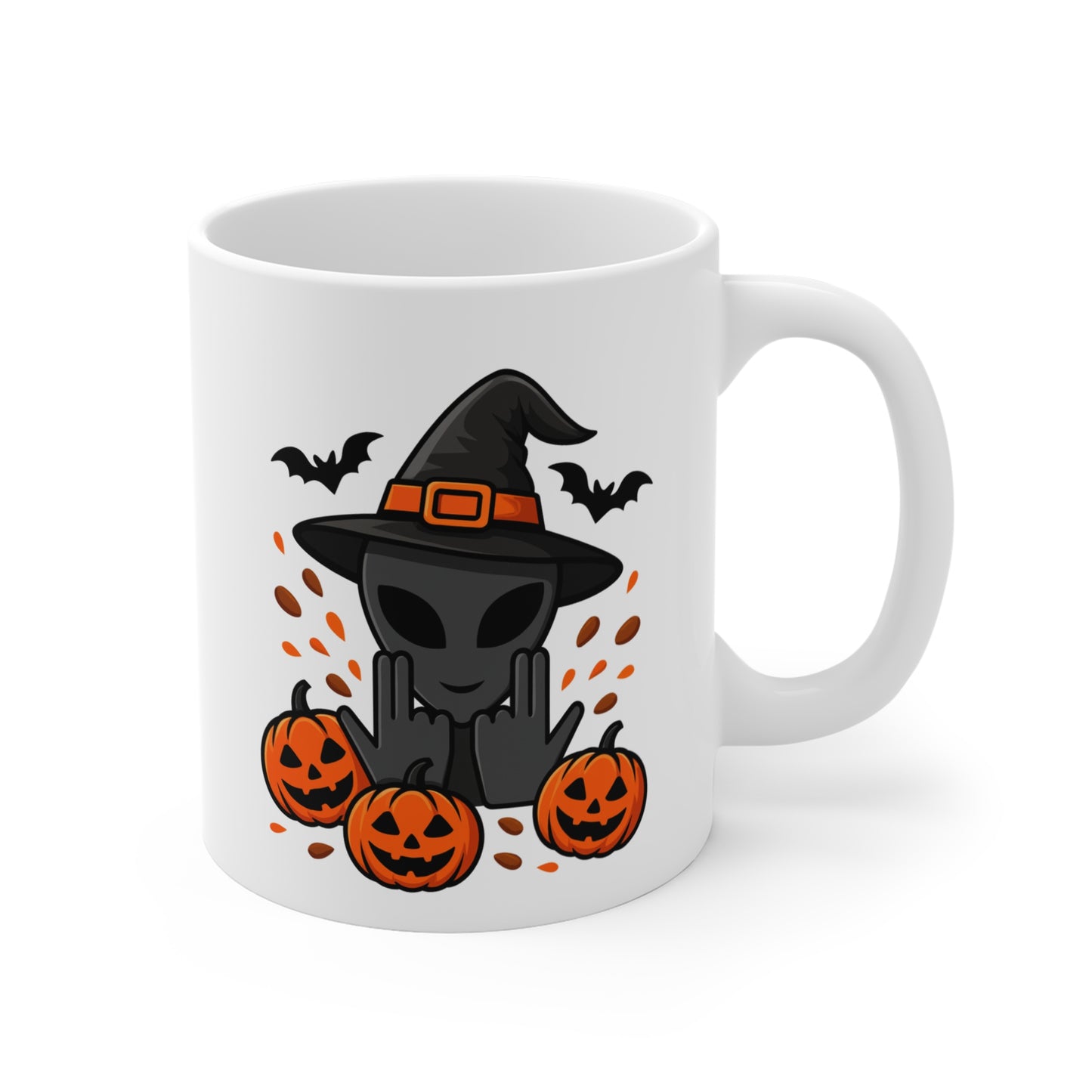 Mug Céramique Alien Sorcier Halloween – Tasse Citrouilles Fun 325ml – Cadeau Original Geek Café