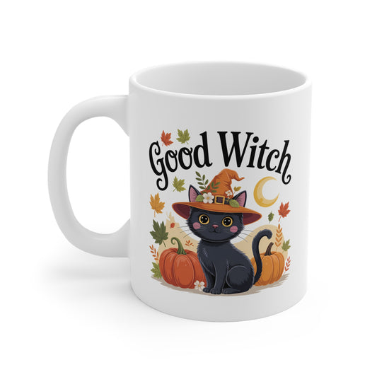 Tasse Good Witch – Mug Chat Noir Halloween Automne – Cadeau Sorcière Mignonne 325ml