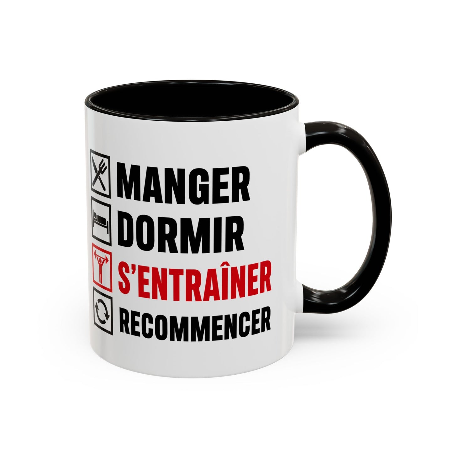 Mug Musculation Fitness – Tasse Sport Entraînement – Cadeau Original Homme et Femme, Passion Salle Noir Bleu Rouge