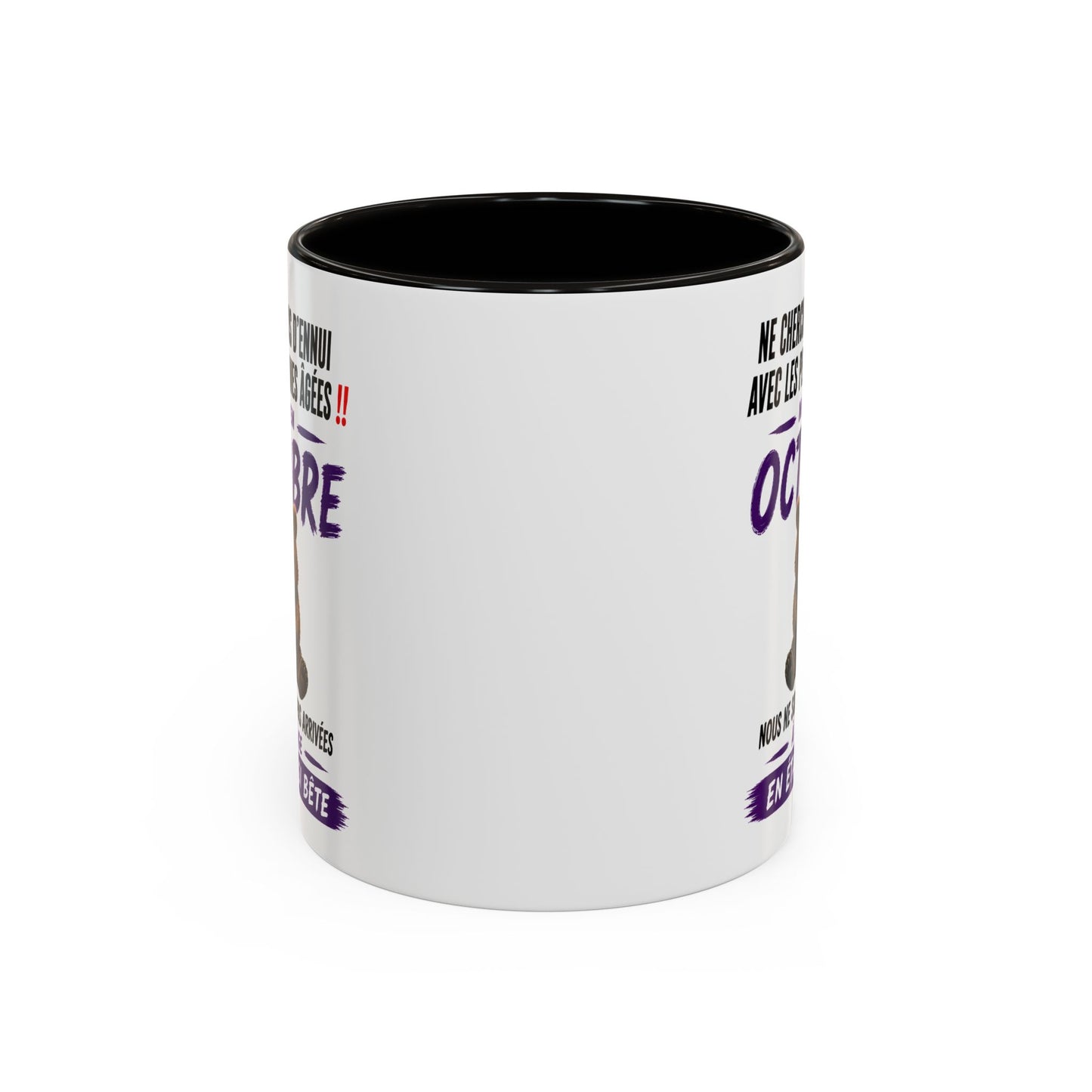 Tasse Humour Personnes Nées en Octobre – Mug Ours Drôle Senior Retraité – Cadeau Anniversaire Homme Femme 325ml