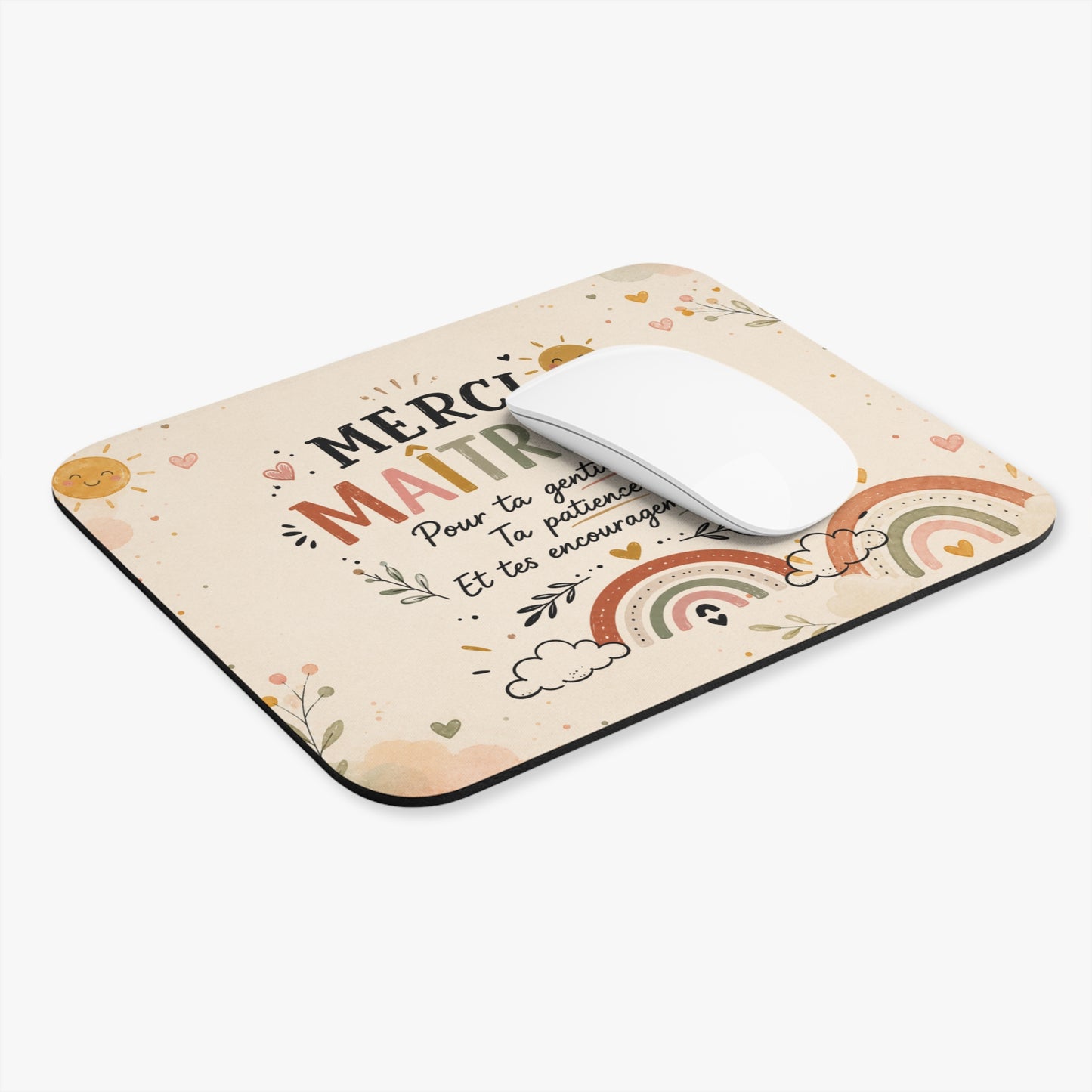 Tapis de Souris 22x18cm Merci Maîtresse – Cadeau de Fin d’Année Scolaire – Gentillesse Patience et Encouragements