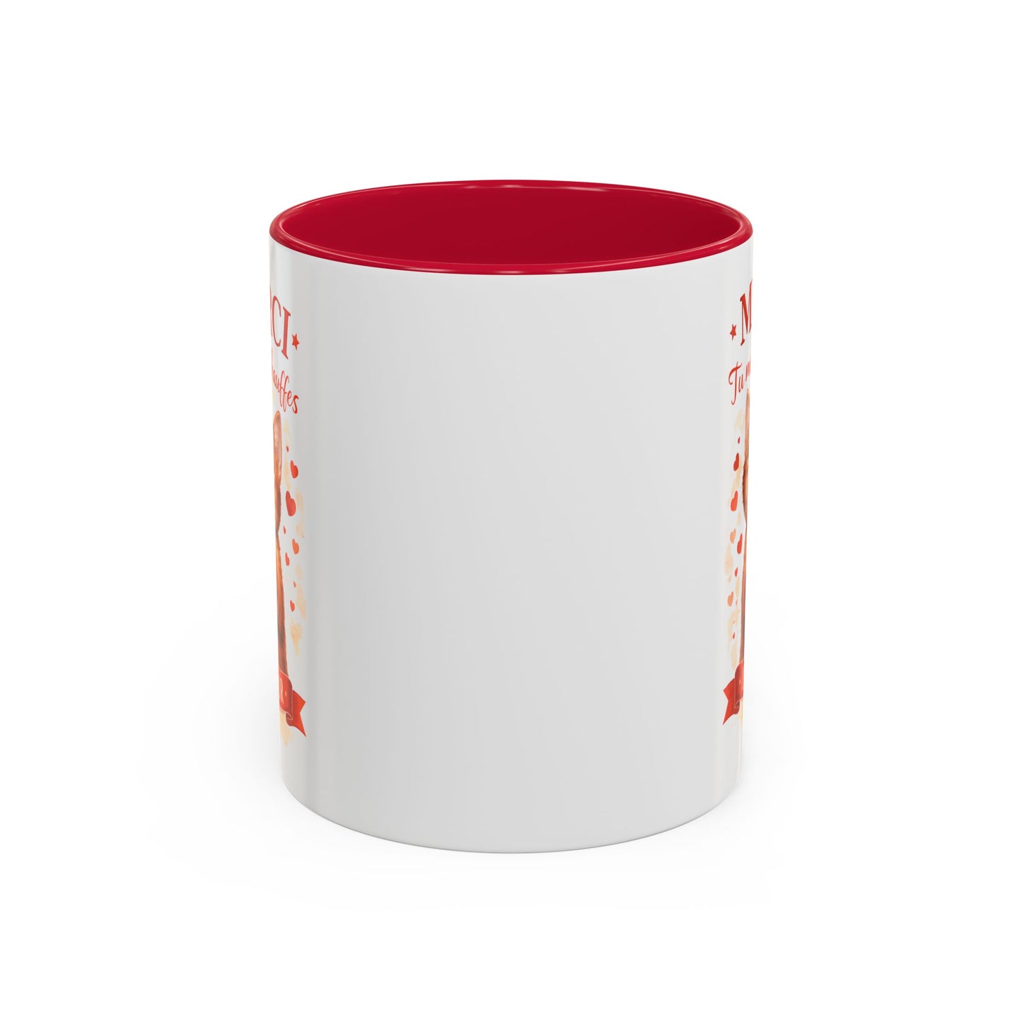 Tasse Chat Mignon Amour “Merci Tu me Réchauffes le Cœur” – Mug Cadeau Chat Affectueux Noir Bleu Rouge