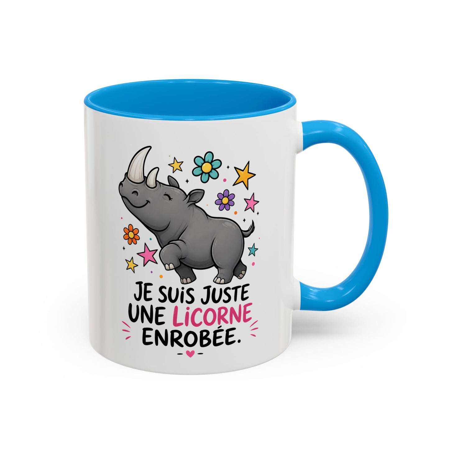 Mug Femme Humoristique – Tasse Rhinocéros Licorne – Idée Cadeau Originale Anniversaire Amie Collègue – 325 ml Noir Bleu Rouge