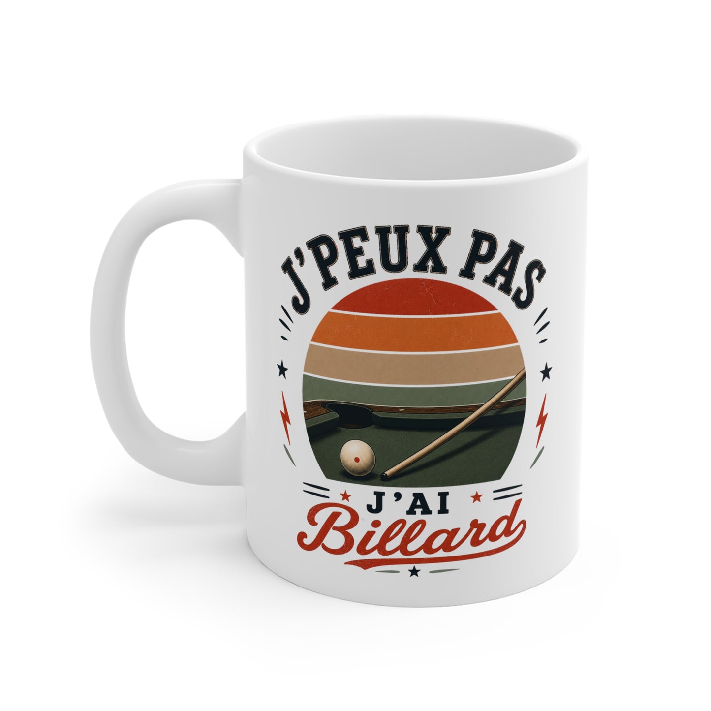Tasse J’Peux Pas J’Ai Billard – Mug Humour Joueur de Billard Vintage – Cadeau Billard Homme Femme 325ml