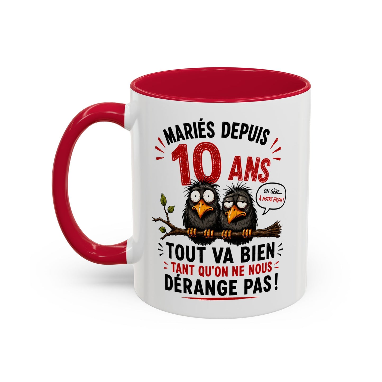 Tasse Mariés Depuis 10 Ans – Mug Humour Anniversaire de Mariage Homme Femme – Cadeau Couple 10 Ans de Mariage 325 ml