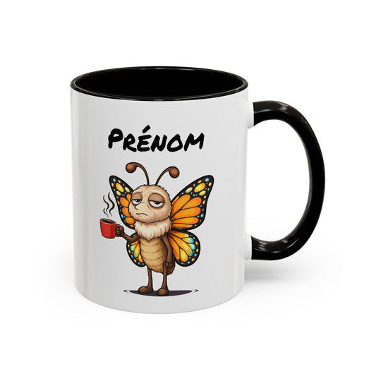 Tasse Papillon avec Café – Mug Insecte Humoristique Fatigue – Illustration Cartoon 325ml