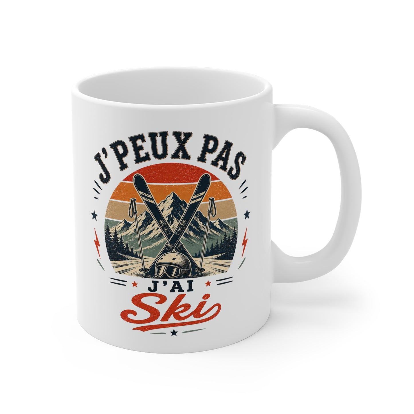 Tasse J’Peux Pas J’Ai Ski – Mug Humour Skieur Vintage – Cadeau Sport Hiver Homme Femme 325ml