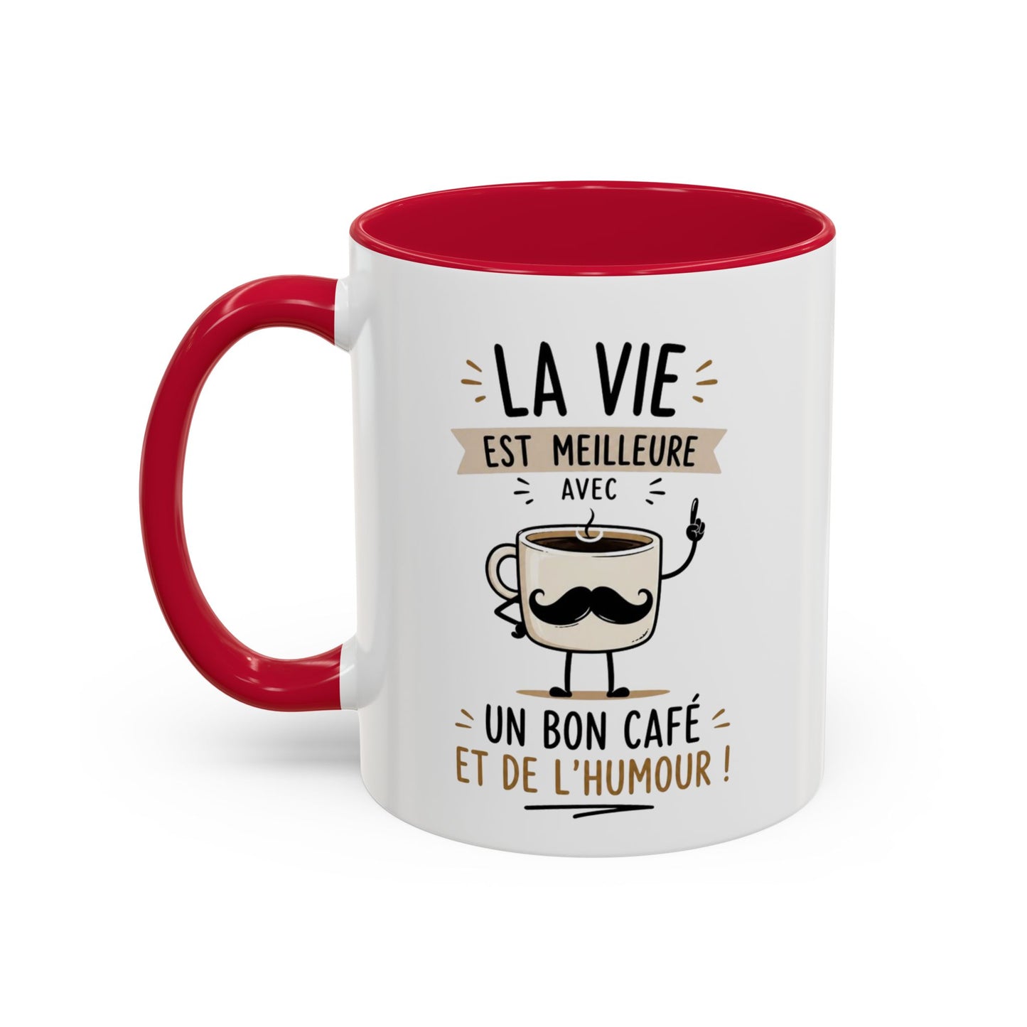 Mug Humour Café – La Vie Est Meilleure Avec Un Bon Café Et De L’Humour – Tasse Drôle Cadeau Original Céramique 325ml