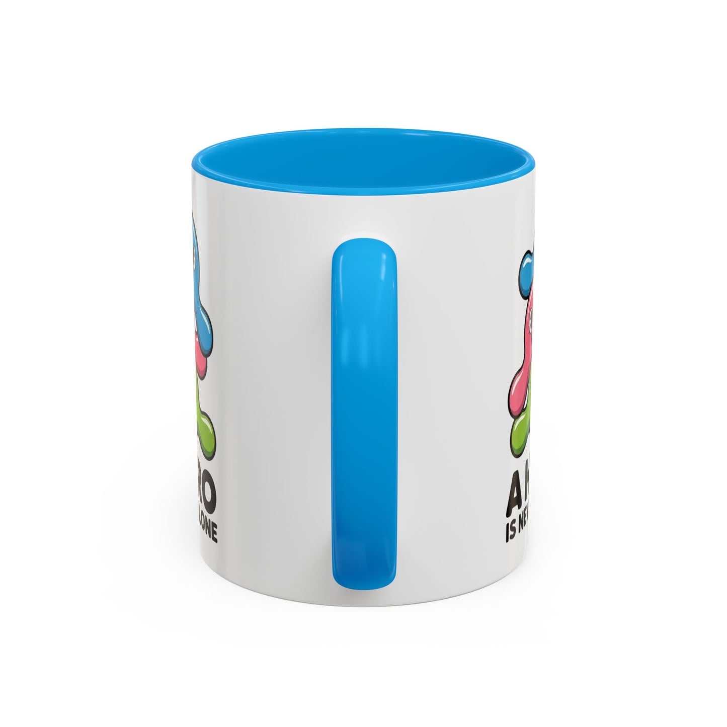 Mug Bactéries Humoristique – Tasse Microbes Fun A Hero Is Never Alone – Cadeau Original Drôle – Céramique 325ml Noir Bleu Rouge