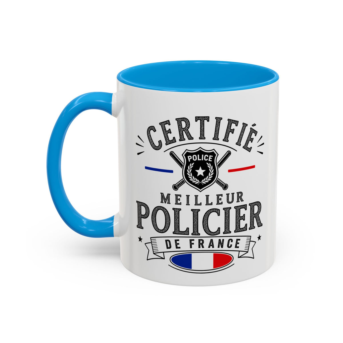 Mug Policier Homme – Certifié Meilleur Policier de France – Tasse Métier Police – Cadeau Original Policier