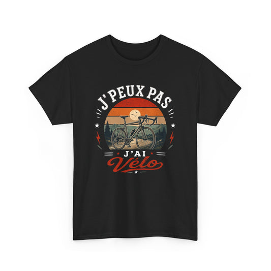 T-Shirt Vélo Homme Femme – J’Peux Pas J’Ai Vélo – Tee Shirt Cycliste Vintage Cyclisme Vélo de Route VTT Cyclotourisme Sport Outdoor Cadeau Passion Cyclisme