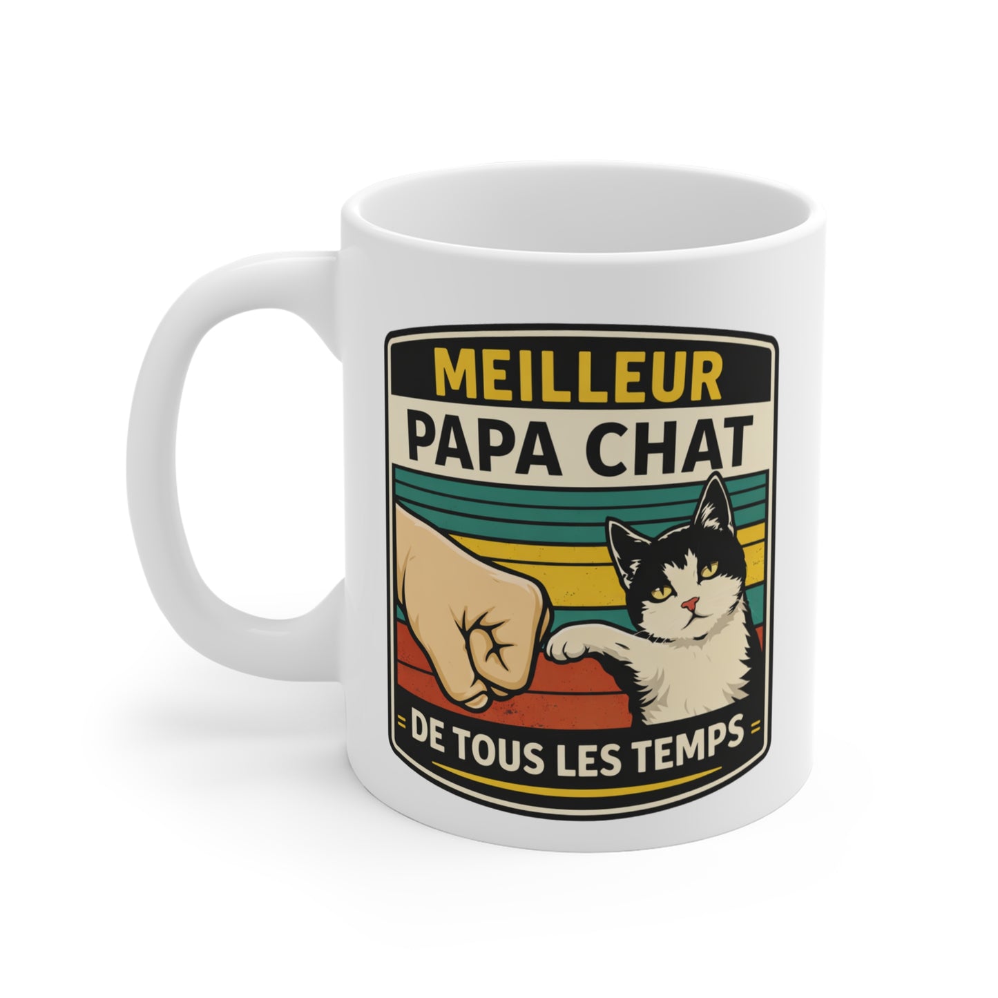 Mug Papa Chat – Meilleur Papa Chat de Tous Les Temps – Tasse Cadeau Homme Amoureux des Chats – Style Vintage 325 ml