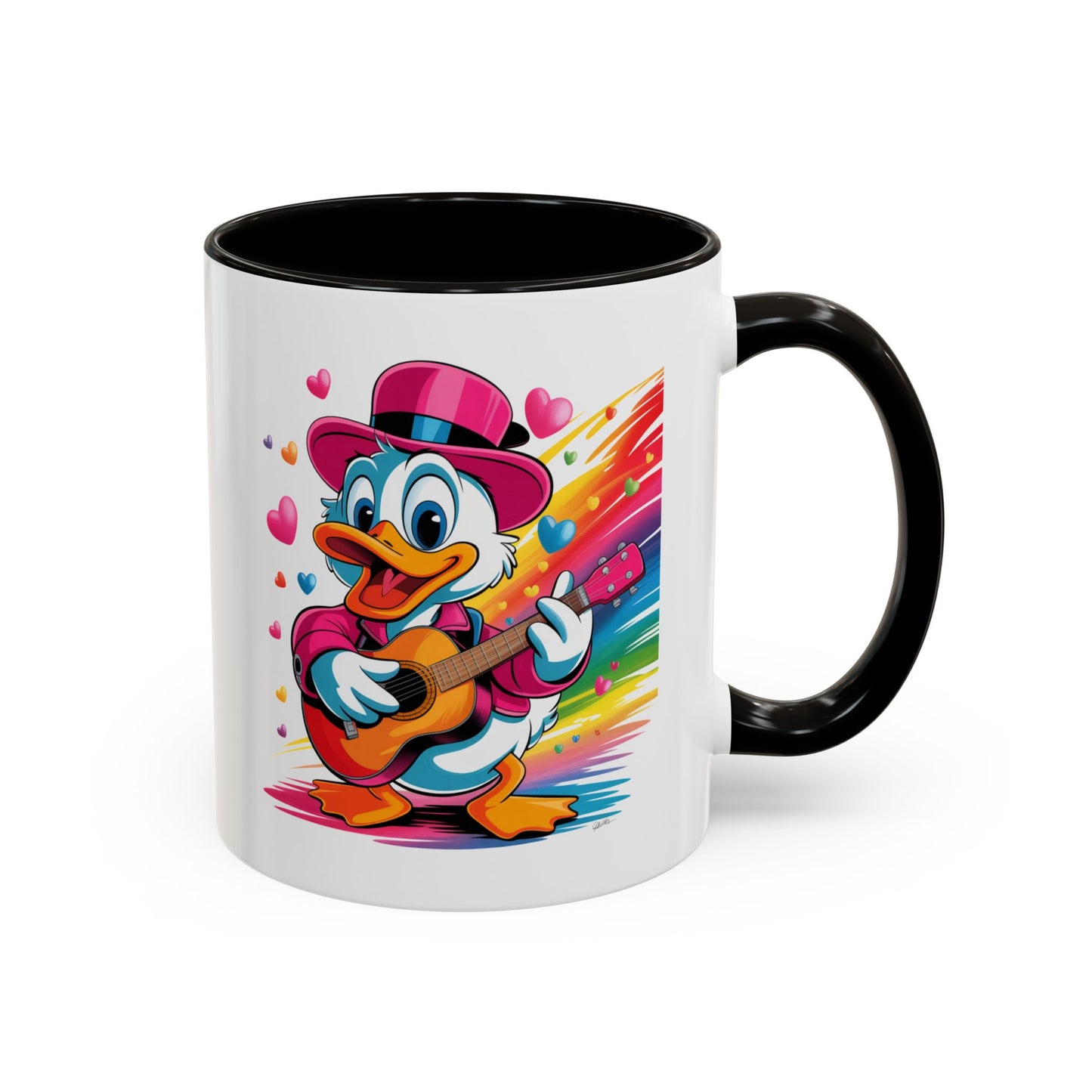 Mug Canard Musicien – Tasse Design Fun avec Guitare et Couleurs Arc-en-ciel – Cadeau Original 325ml