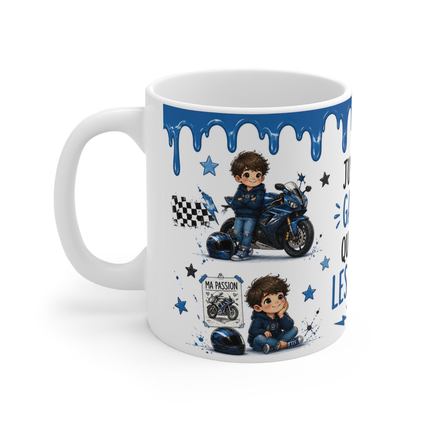 Tasse Juste Un Garçon Qui Adore Les Motos – Mug Moto Sport Kawaii Pilote Course Superbike Cadeau Garçon Enfant Passion Moto 325ml