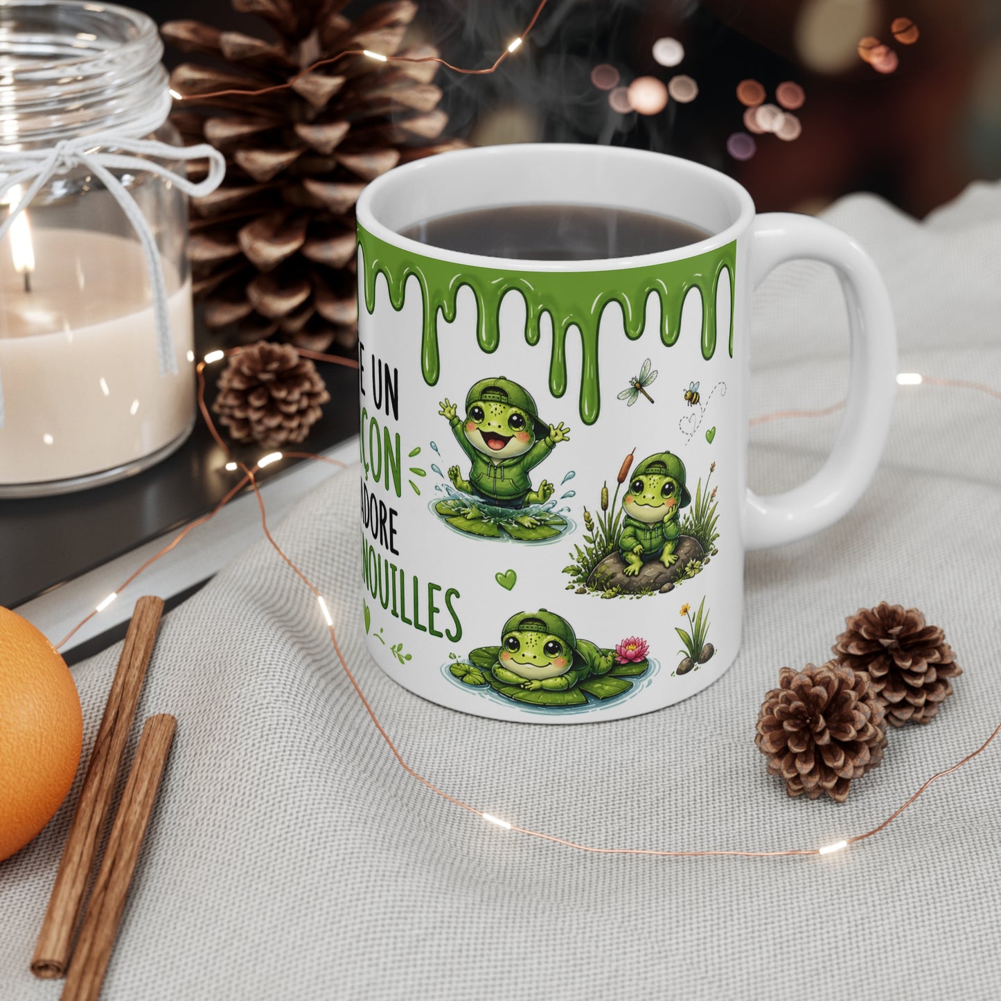 Tasse Juste Un Garçon Qui Adore Les Grenouilles – Mug Grenouille Kawaii Garçon Casquette Nénuphar – Cadeau Enfant Homme 325ml