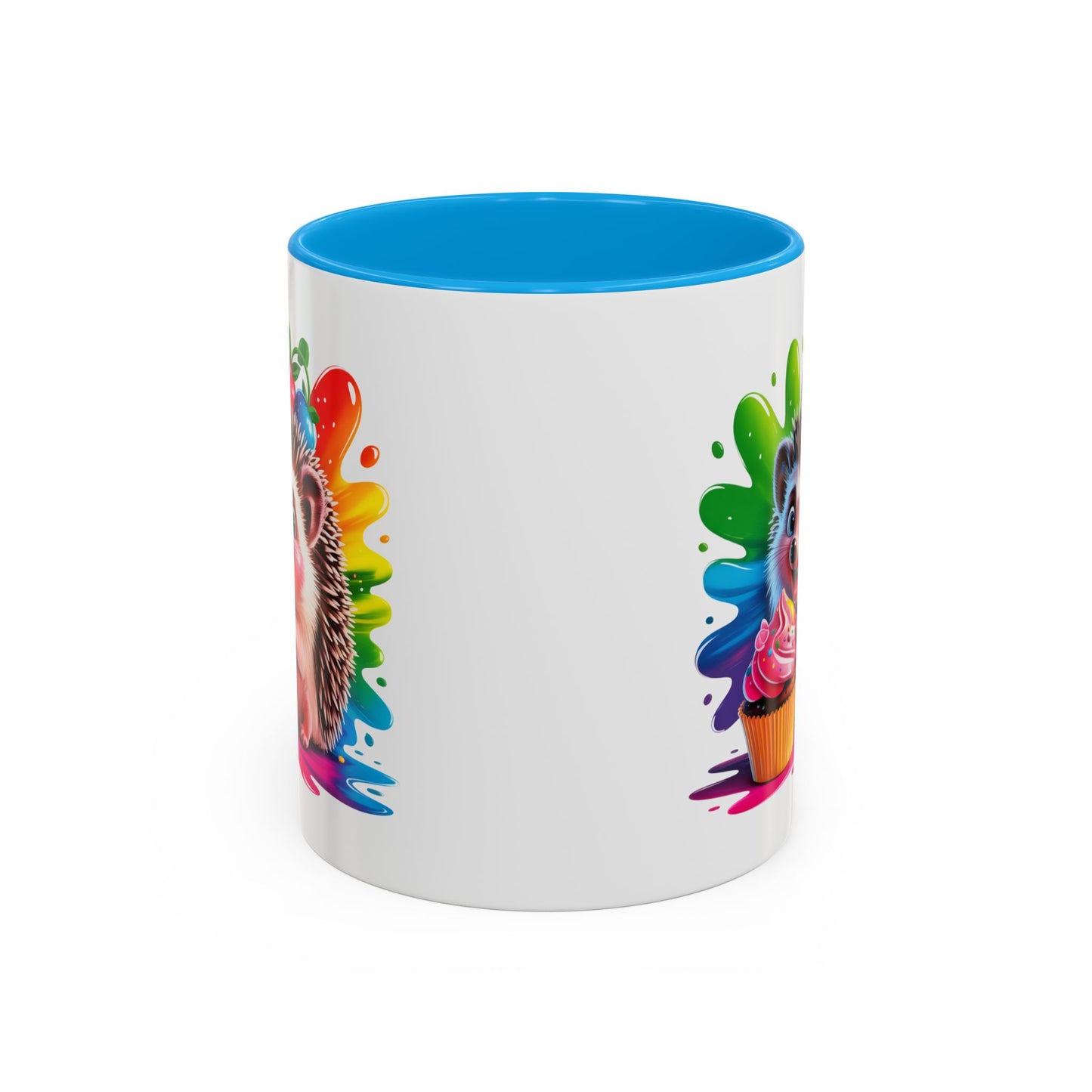 Mug Hérisson Mignon Gourmand – Tasse Animal Cupcake Coloré Kawaii – Cadeau Original Enfant Adulte – Céramique 325ml Noir Bleu Rouge