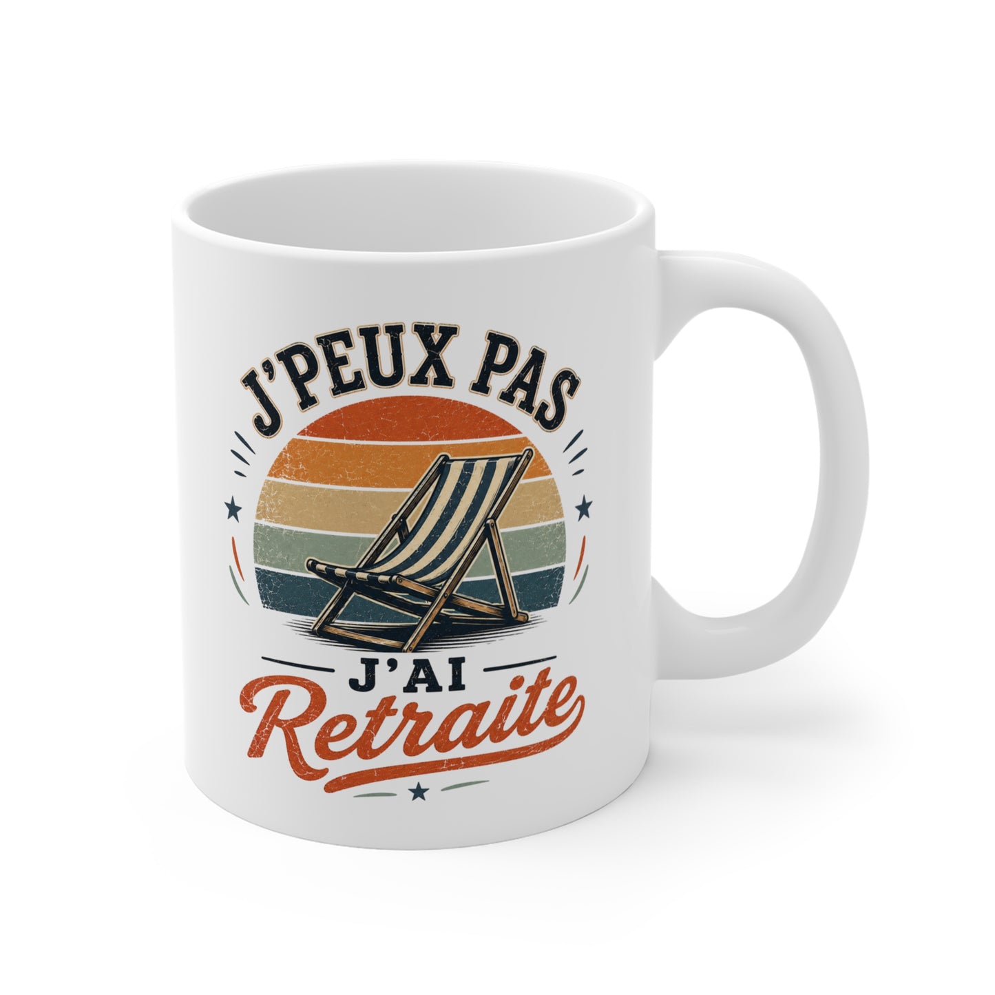 Tasse J’Peux Pas J’Ai Retraite – Mug Humour Retraité Vintage – Cadeau Retraite Homme Femme 325ml