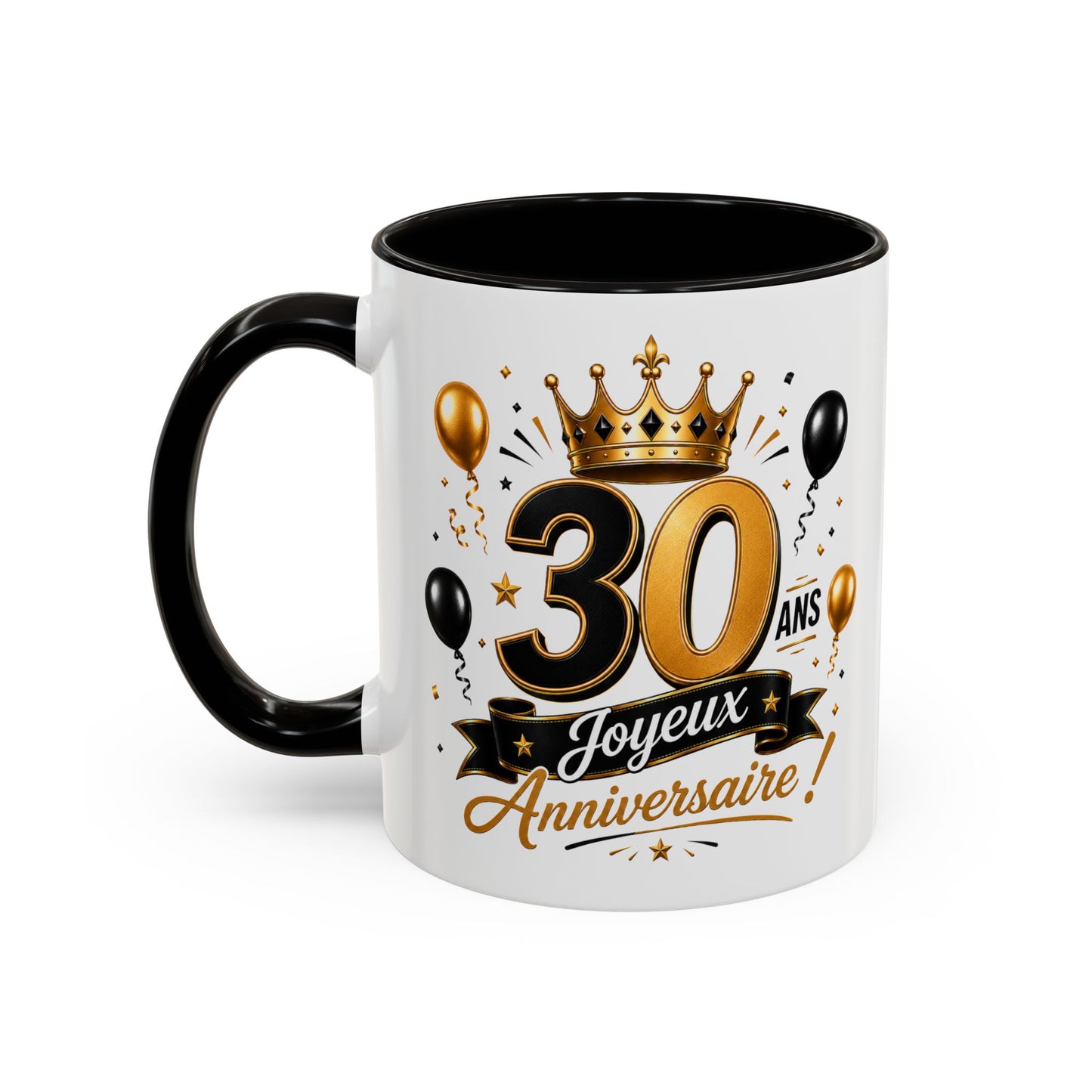 Mug Joyeux 30 Ans – Tasse Anniversaire 30 Ans – Cadeau Original pour Femme Homme – Idée Cadeau 30e Anniversaire Noir Bleu Rouge