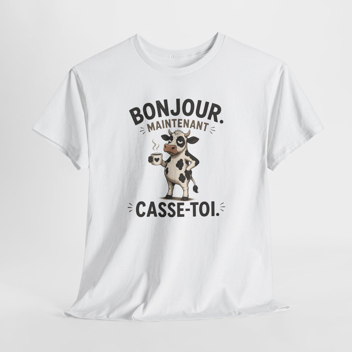 T-Shirt Humour Homme et Femme – Vache Drôle Café – Humour Sarcastique Mauvaise Humeur – Cadeau Original