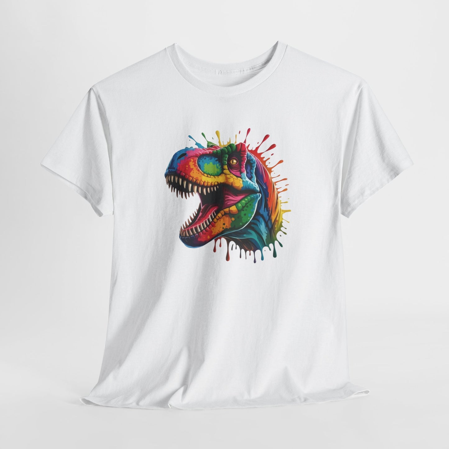 T-Shirt Dinosaure T-Rex Coloré Adulte – Tee Shirt Dinosaur Splash Art – Cadeau Original Street Art Noir Blanc Gris