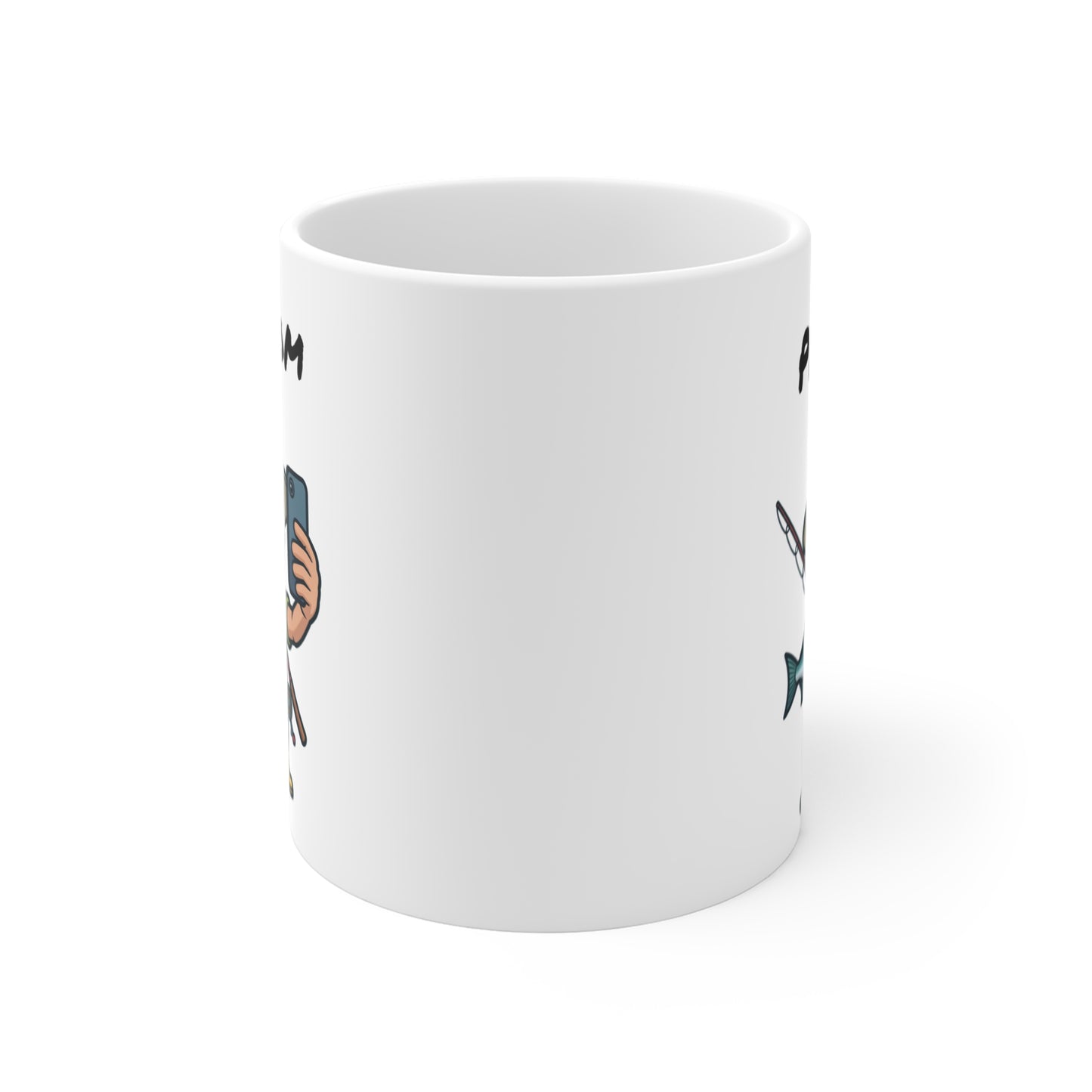 Mug Personnalisable Pêcheur Selfie – Tasse Humour Pêche avec Poisson – Cadeau Original pour Amateur de Pêche