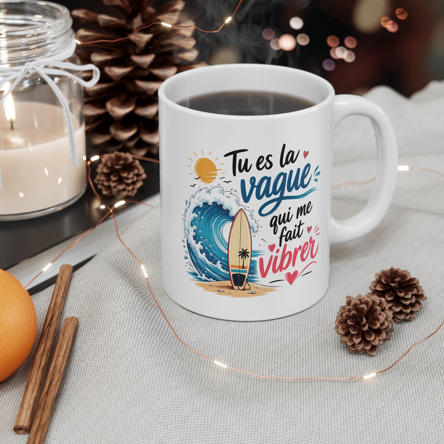 Tasse Tu Es La Vague Qui Me Fait Vibrer – Mug Surf Amour Océan Romantique – Cadeau Couple Original 325ml