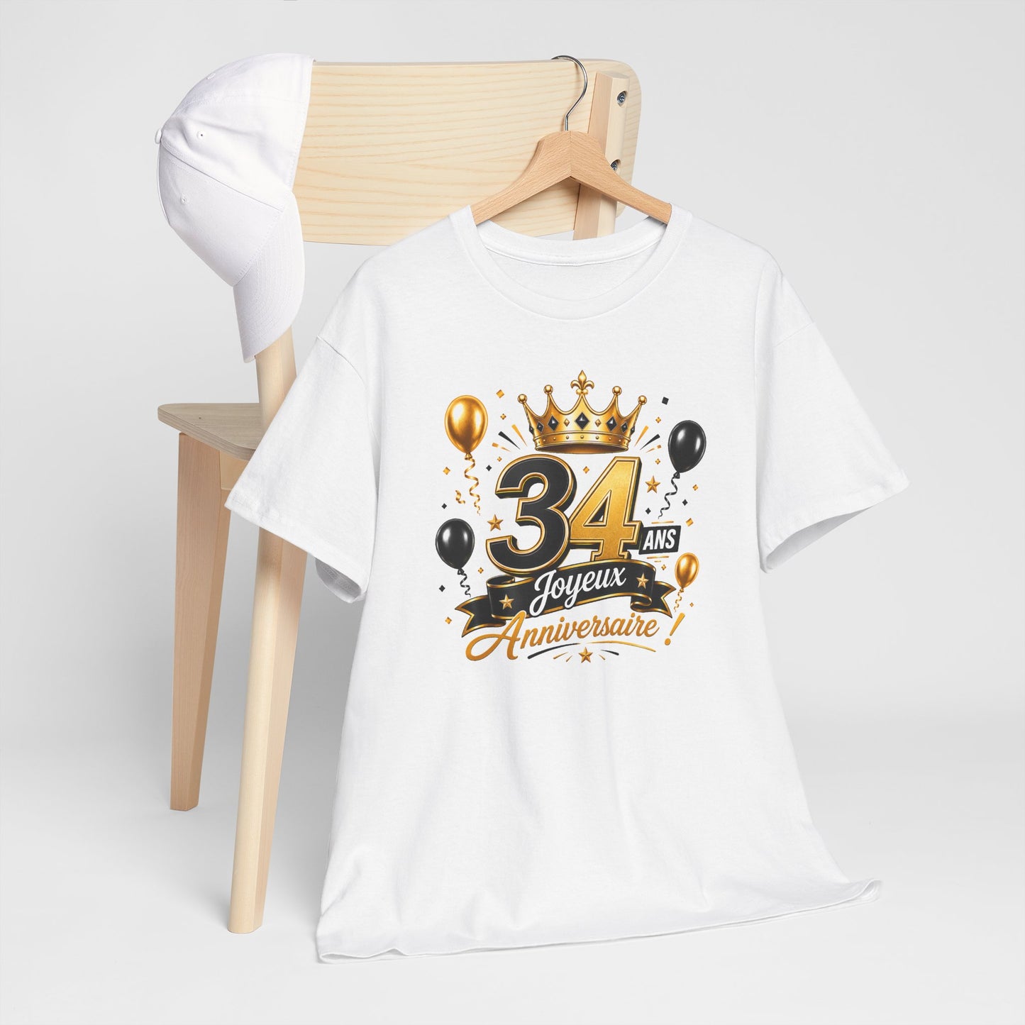 Tee Shirt Anniversaire 34 Ans Homme et Femme Joyeux Anniversaire Cadeau 34 Ans Idée Cadeau Adulte